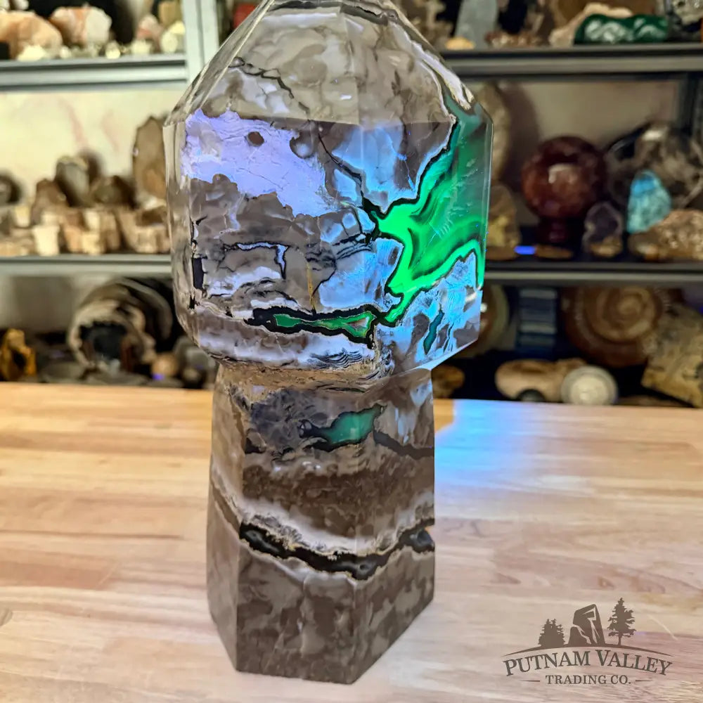 Volcano Agate Scepter Tower 16.5’’ - Free Standing Accent