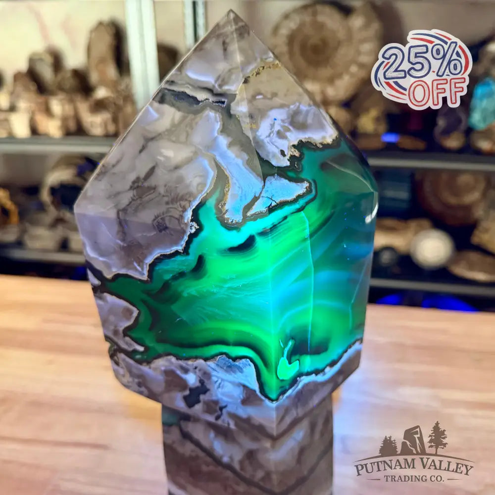 Volcano Agate Scepter Tower 16.5’’ - Free Standing Accent