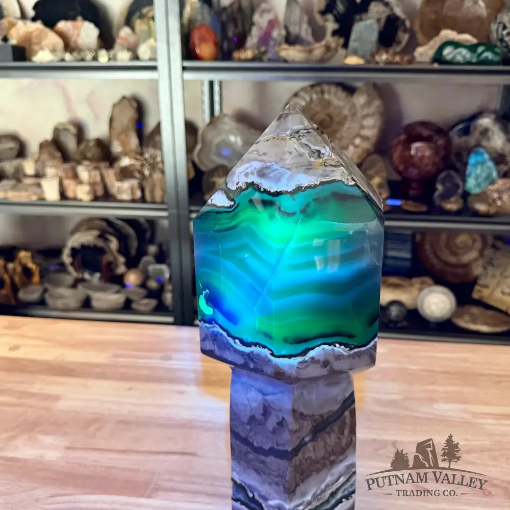 Volcano Agate Scepter Tower 16.5’’ - Free Standing Accent