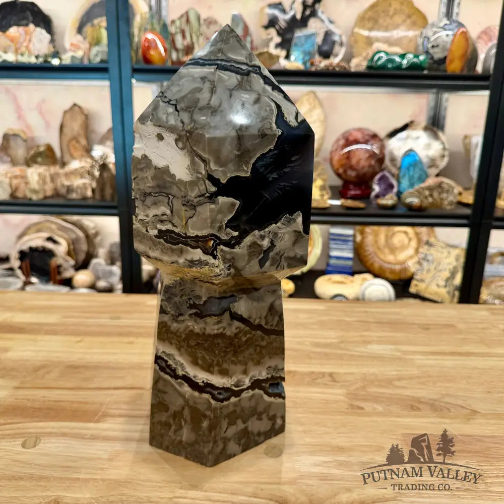 Volcano Agate Scepter Tower 16.5’’ - Free Standing Accent