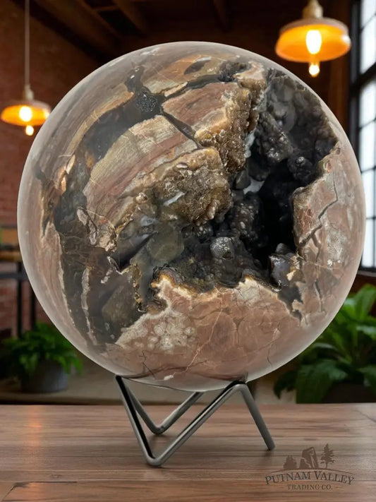 Volcano Agate Sphere Fossil