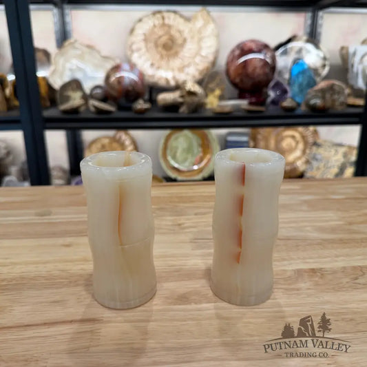 White Banded Calcite Bamboo Vase | Pen Holder - Vase