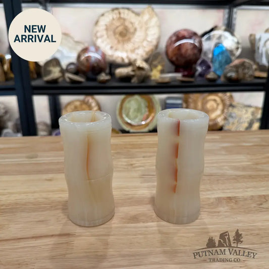 White Banded Calcite Bamboo Vase | Pen Holder - Vase