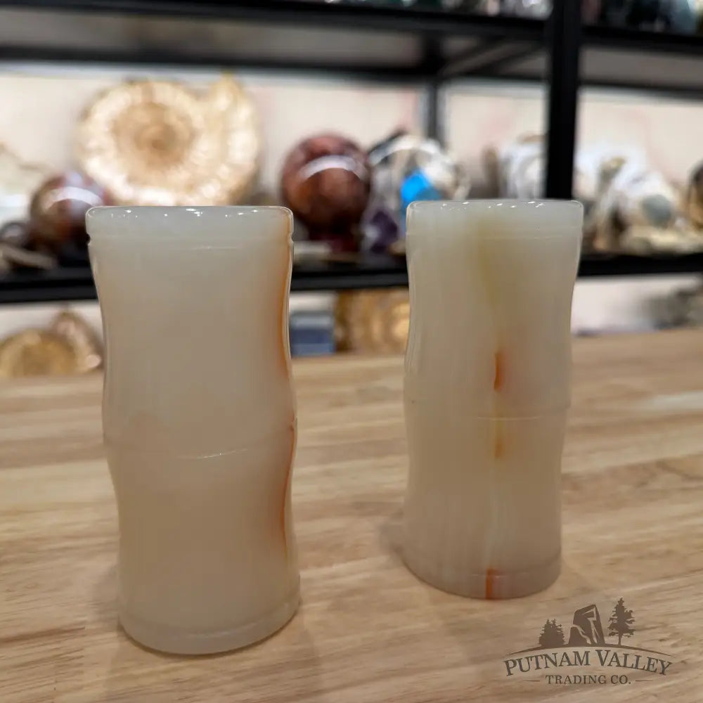 White Banded Calcite Bamboo Vase | Pen Holder - Vase