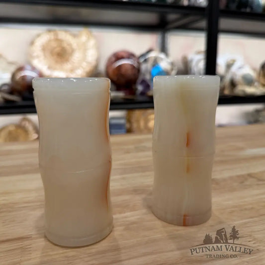 White Banded Calcite Bamboo Vase | Pen Holder - Vase