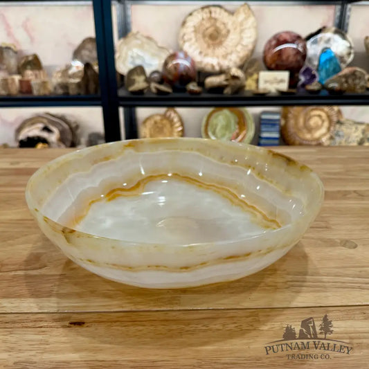 White Banded Calcite Bowl 12’’ - Bowl