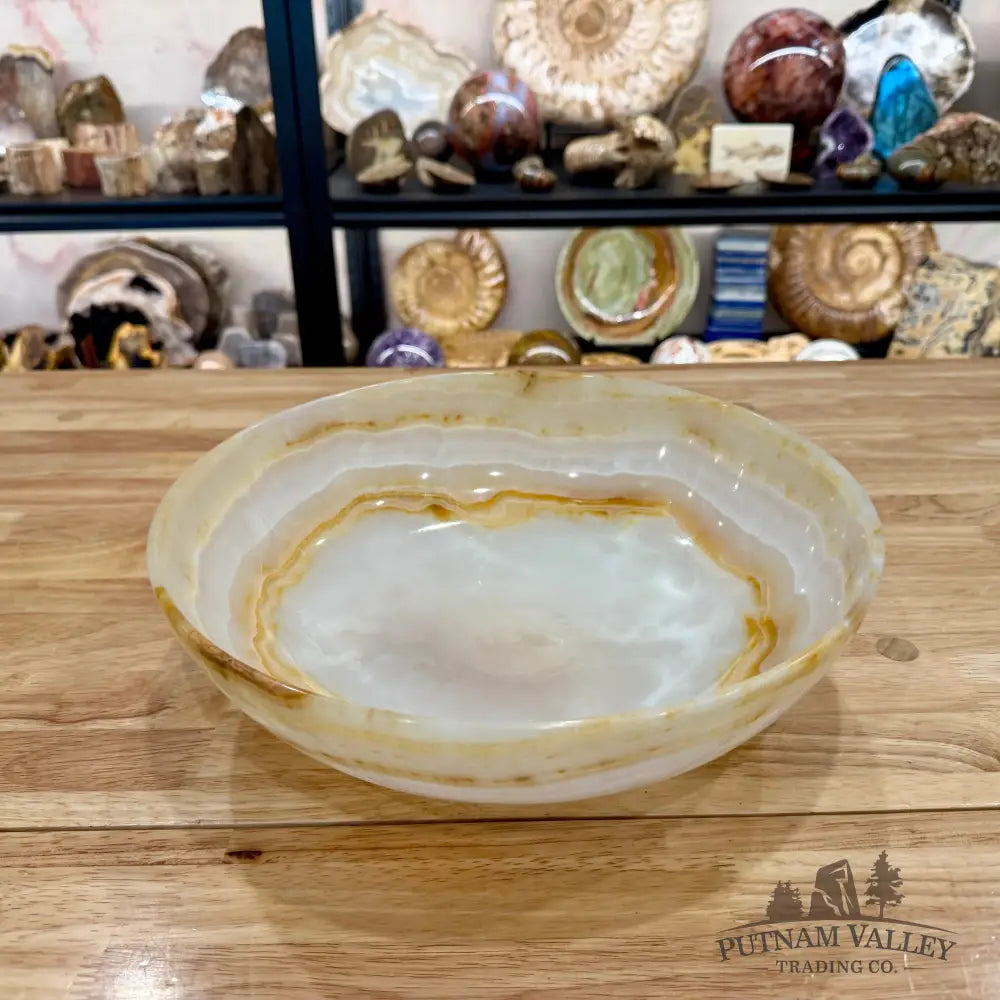 White Banded Calcite Bowl 12’’ - Bowl