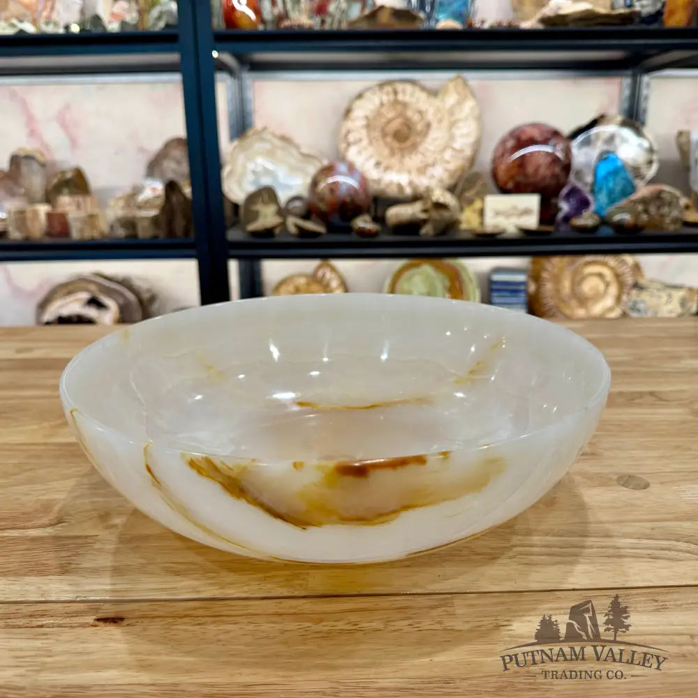 White Banded Calcite Bowl 12’’ - Bowl