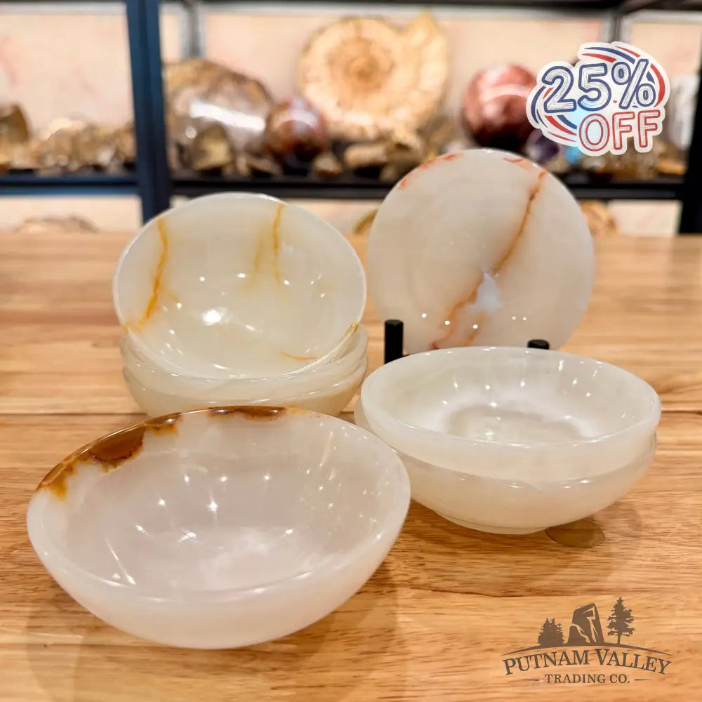 White Banded Calcite Bowl 4’’ - Bowl