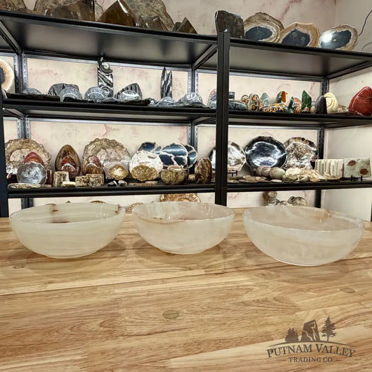 White Banded Calcite Bowl 8’’ Bowl