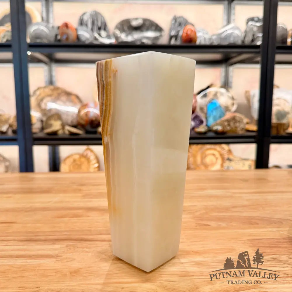 White Banded Calcite Square Vase - Vase