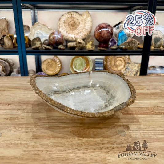 White Mexican Onyx Rustic Bowl 10.7’’ - Bowl
