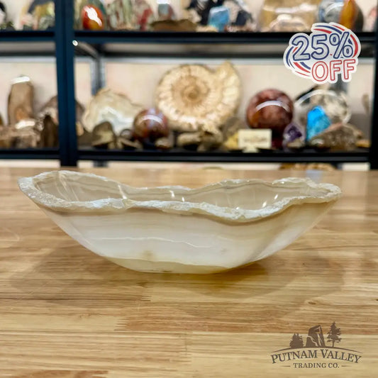 White Mexican Onyx Rustic Bowl 9.5’’ - Bowl