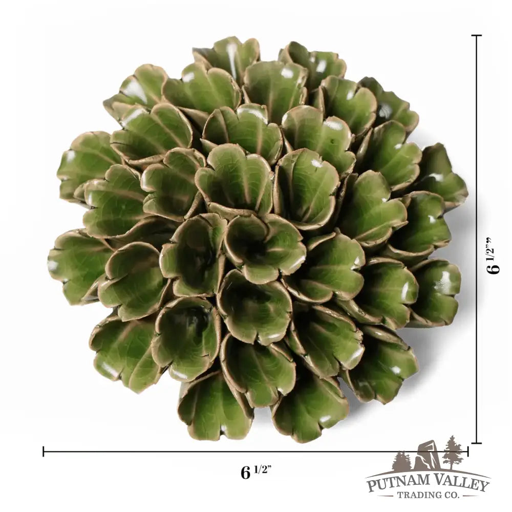 Ceramic Flower Wall Art Polyp Green Large 5 Accent