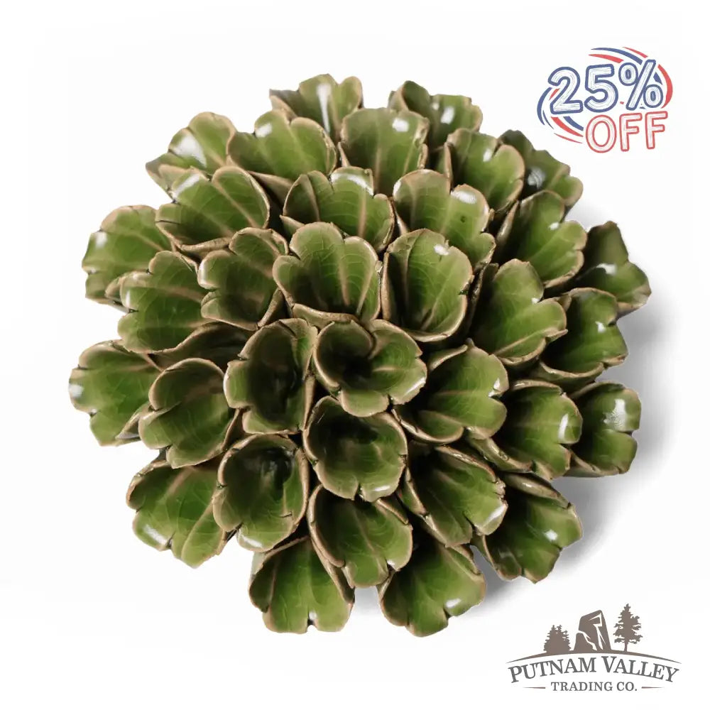 Ceramic Flower Wall Art Polyp Green Large 5 Accent