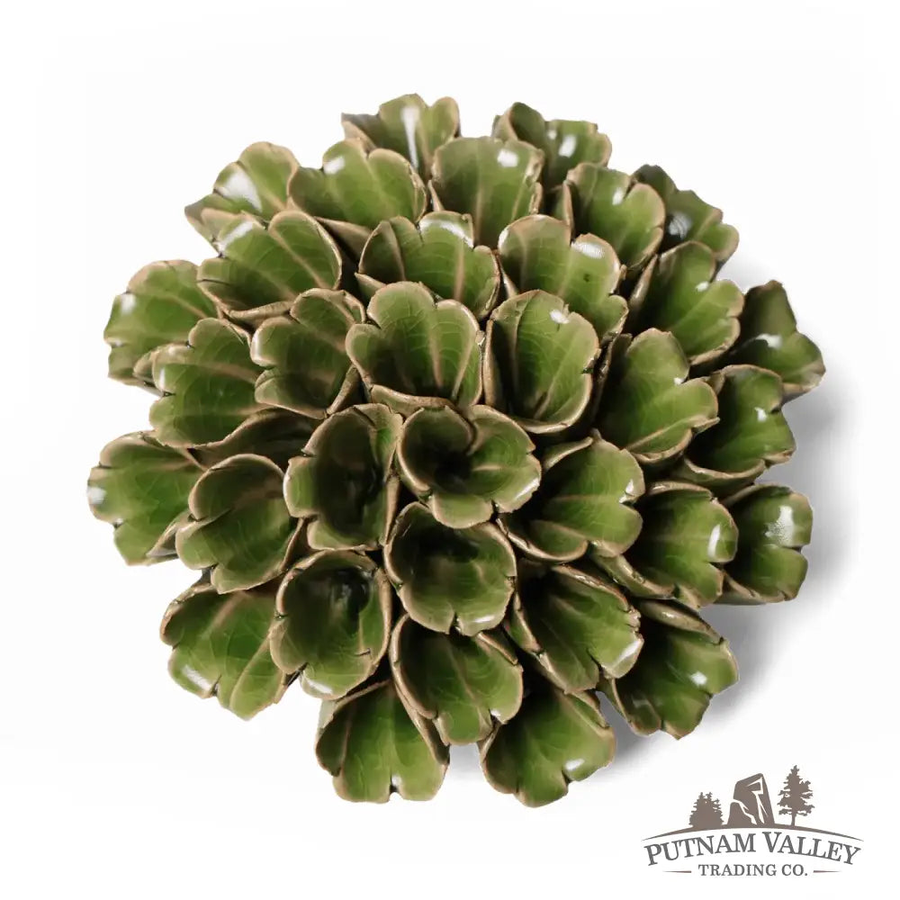 Ceramic Flower Wall Art Polyp Green Large 5 Accent