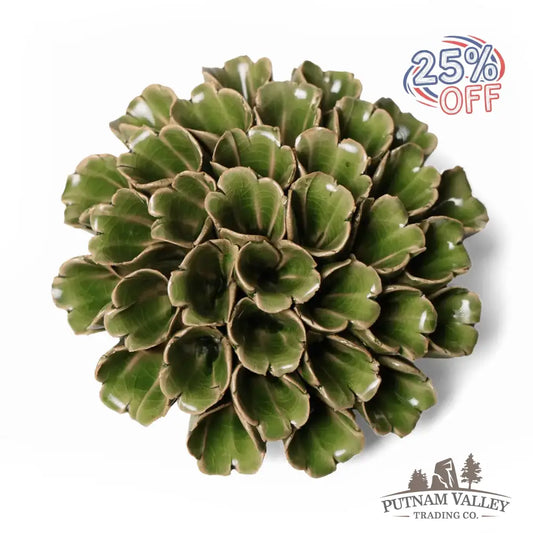 Ceramic Flower Wall Art Polyp Green Large 5 Accent
