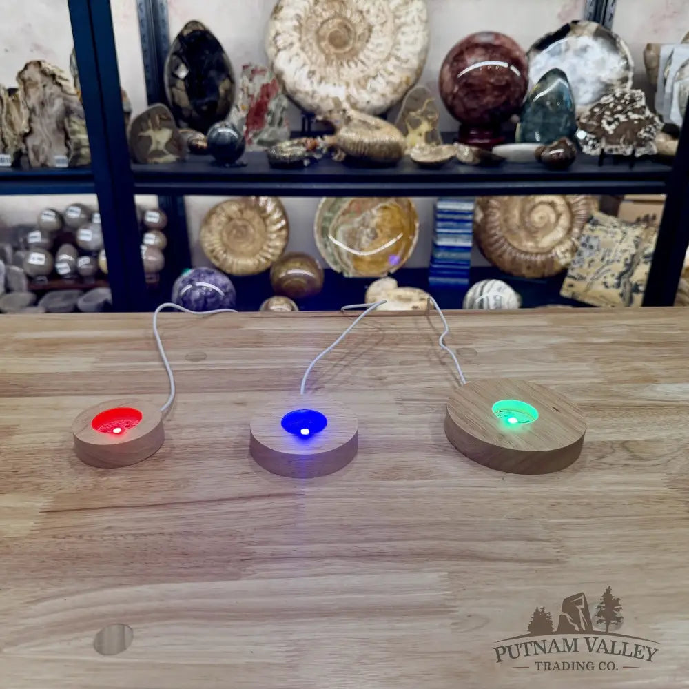 Wood Light Base | USB Powered | Multiple Sizes & Light Colors - Multi Color / Small - Stands & Accessories