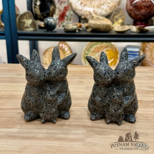 Yooperlite Rabbit Family, UV Reactive Glow - Sculpture