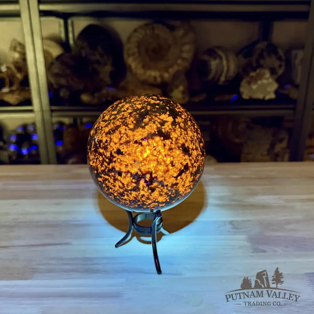 Yooperlite Sphere 5.56’’, UV Reactive Glow - Sphere