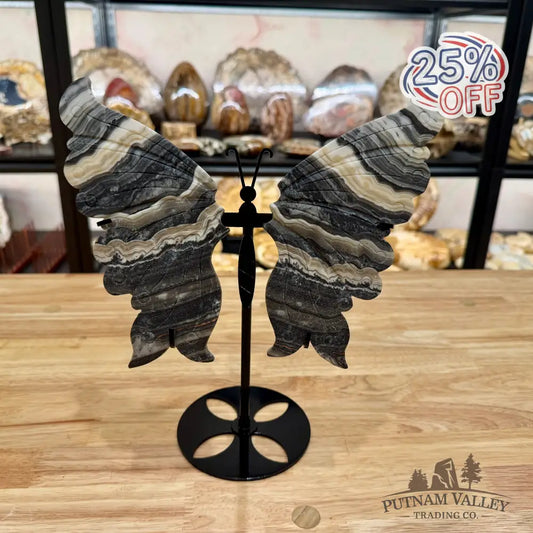 Zebra Calcite Butterfly - 10’’ Wingspan Sculpture