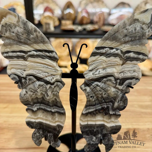 Zebra Calcite Butterfly - 7.25’’ Wingspan Sculpture