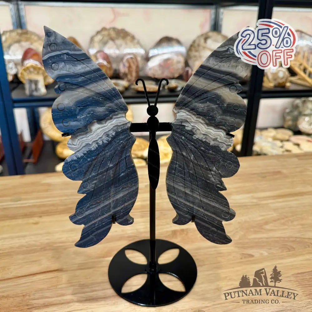 Zebra Calcite Butterfly - 8.25’’ Sculpture