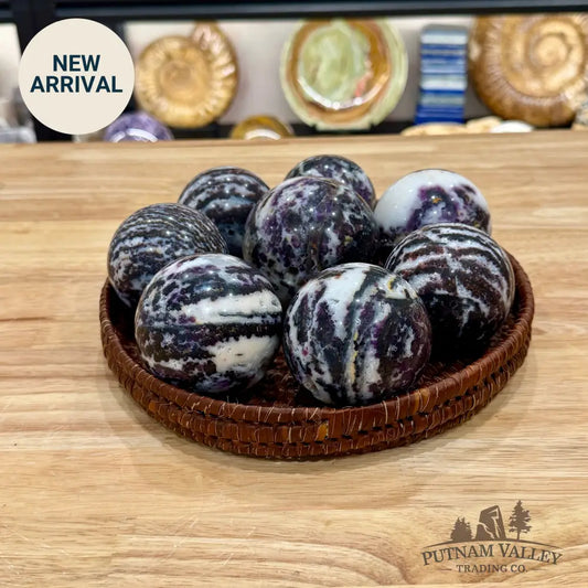 Zebra Fluorite Spheres | In Select Sizes - Sphere
