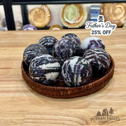 Zebra Fluorite Spheres | In Select Sizes - Sphere