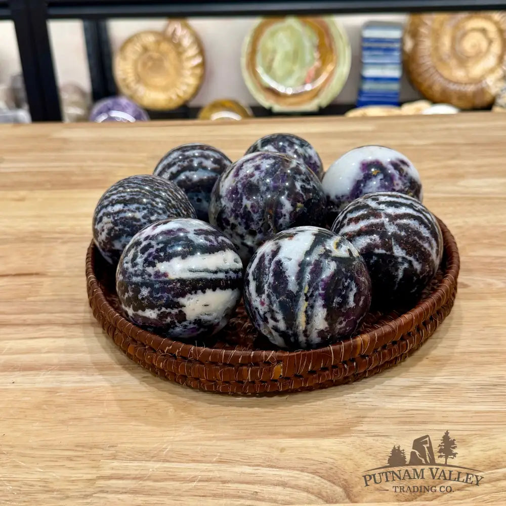 Zebra Fluorite Spheres | In Select Sizes - Sphere