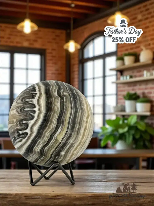 Zebra Calcite Sphere 4.9" - Putnam Valley Trading Co.