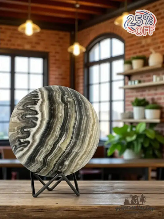 Zebra Calcite Sphere 4.9" - Putnam Valley Trading Co.