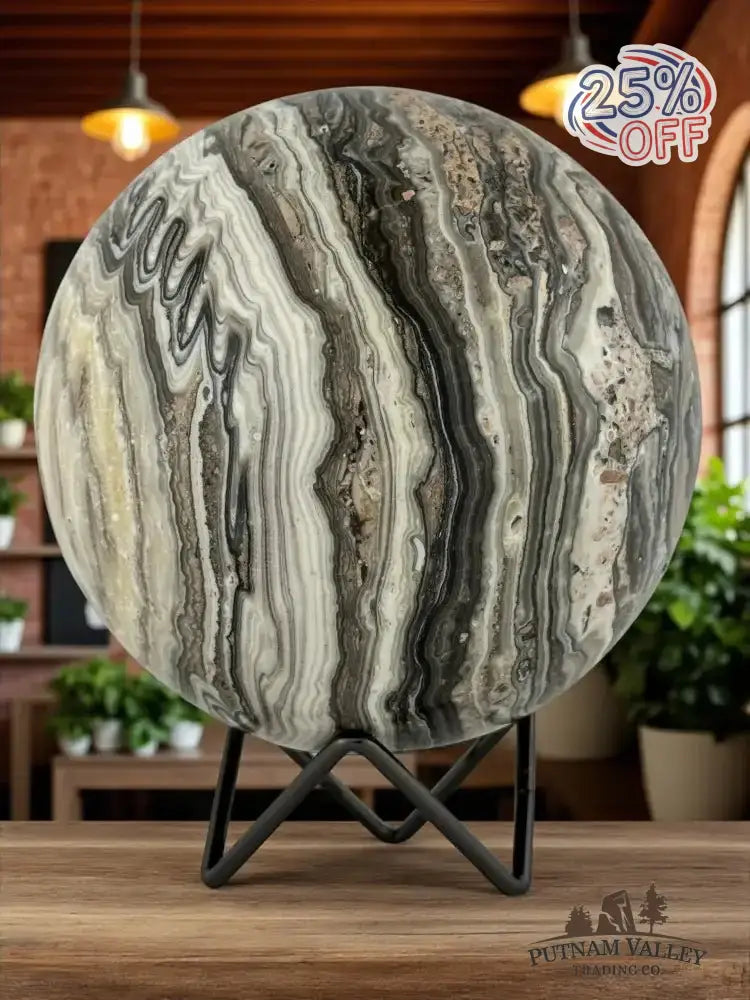 Zebra Calcite Sphere 5.2" - Putnam Valley Trading Co.